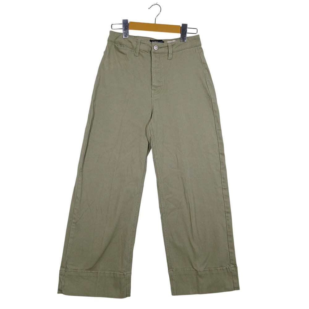BCBGeneration High Rise Wide Leg Crop Pants Olive Green Size 5/27